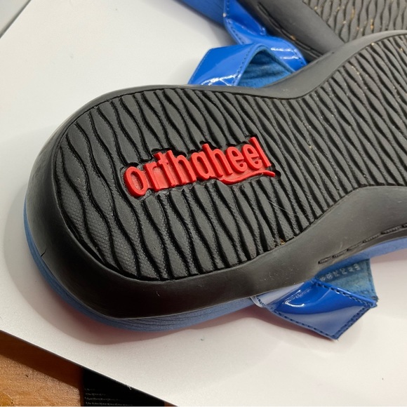 Vionic orthaheel bright blue size 8 sandals/flipies with sliver cut out triangle - Picture 4 of 5